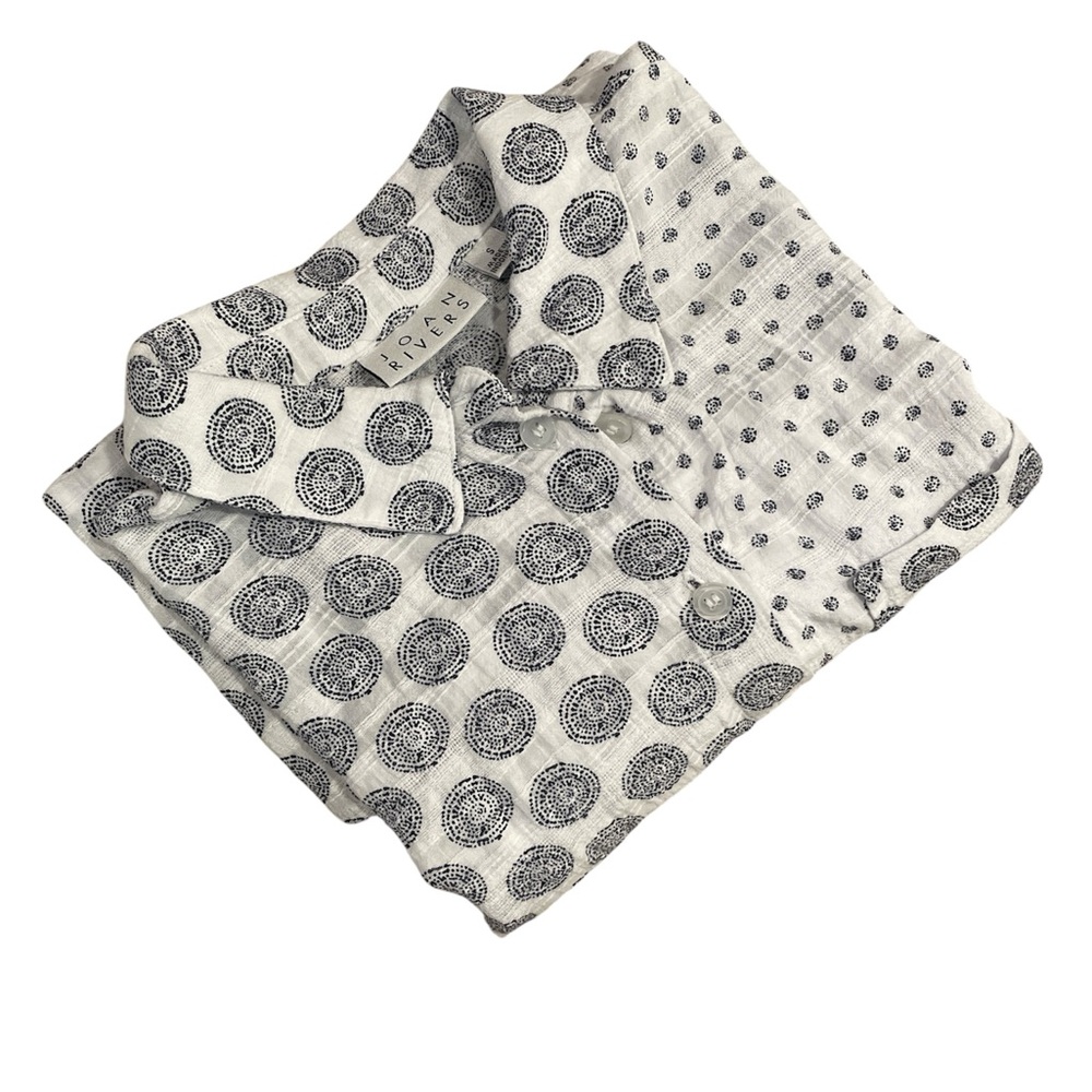 Joan Rivers Mixed Print Boyfriend Button Down‎